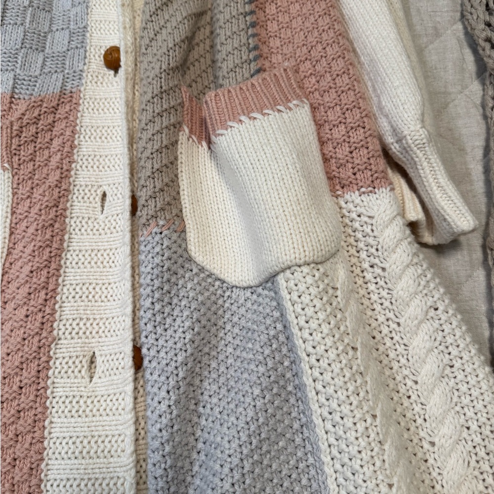 LoveschackFancy Franco Cardigan in morning dew, Multicolor Patchwork Cardigan - Picture 8 of 14